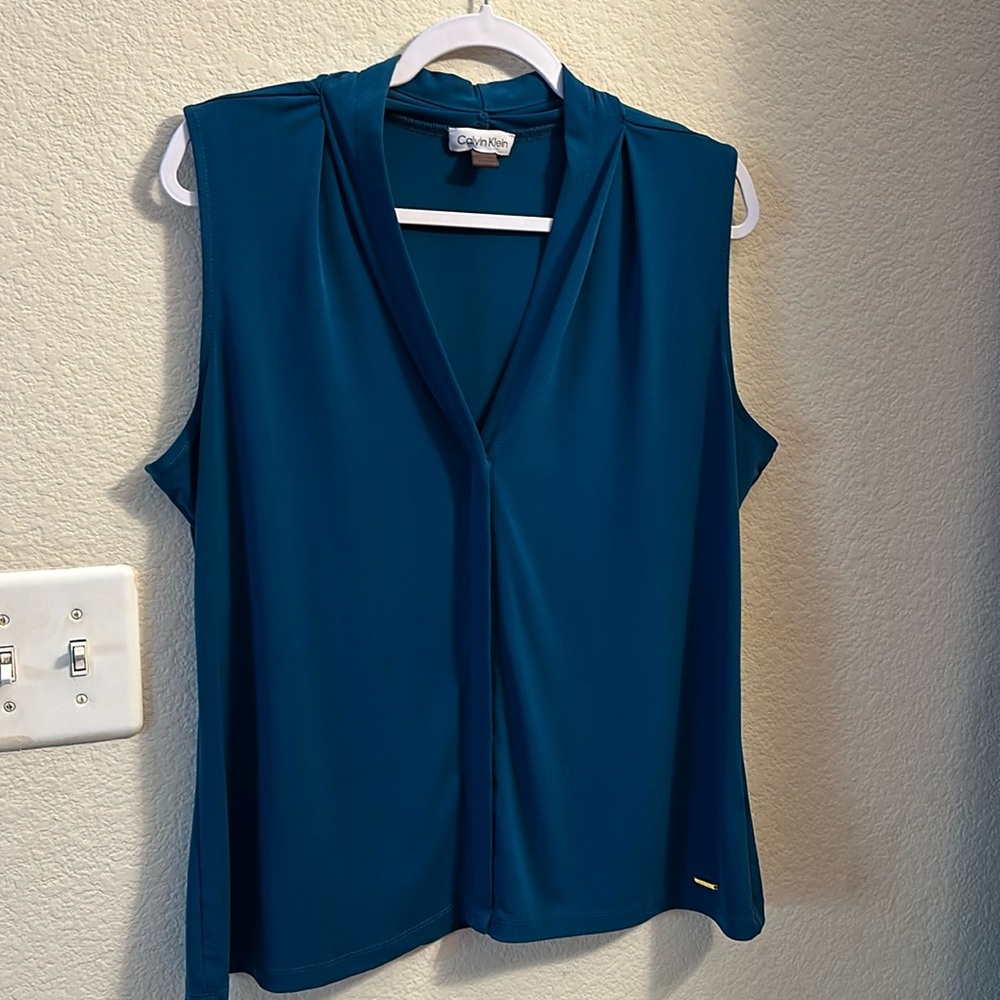Calvin Klein Business Blouse Vneck Top XL Dark Teal